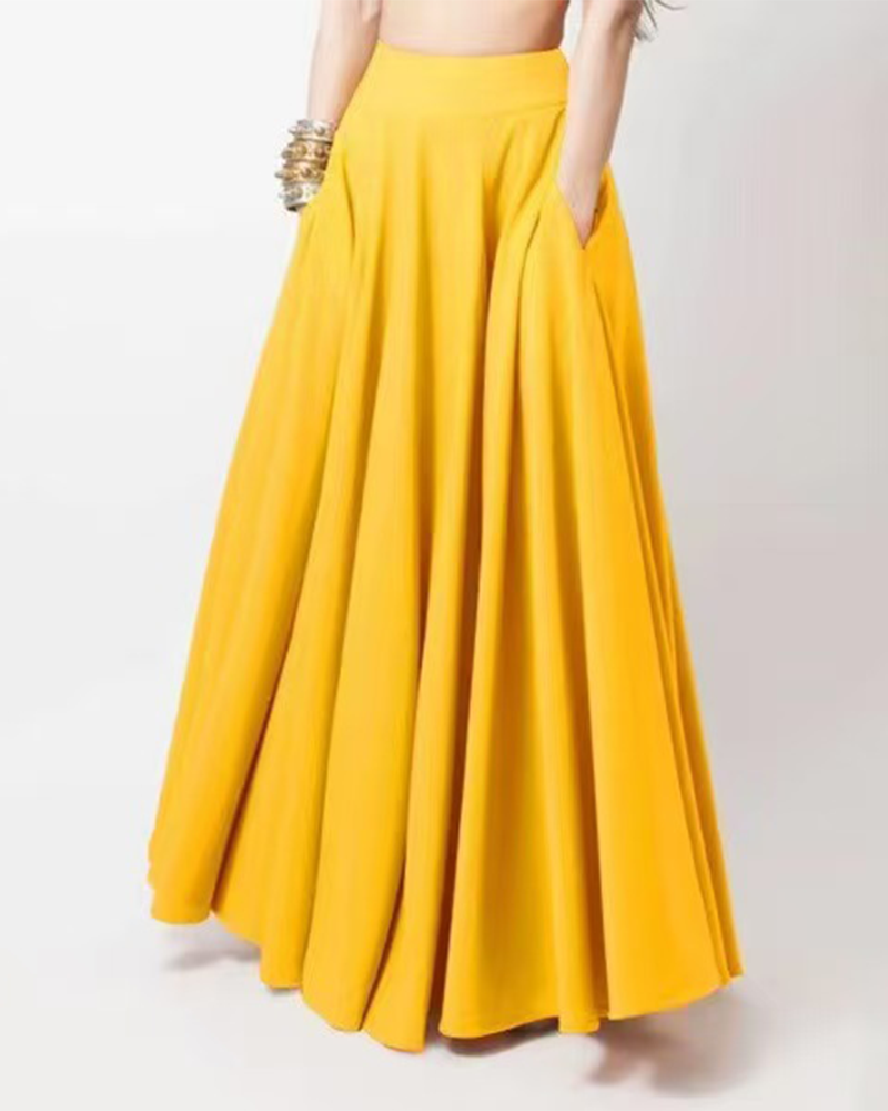 The Solid Pocket Flared Skirt