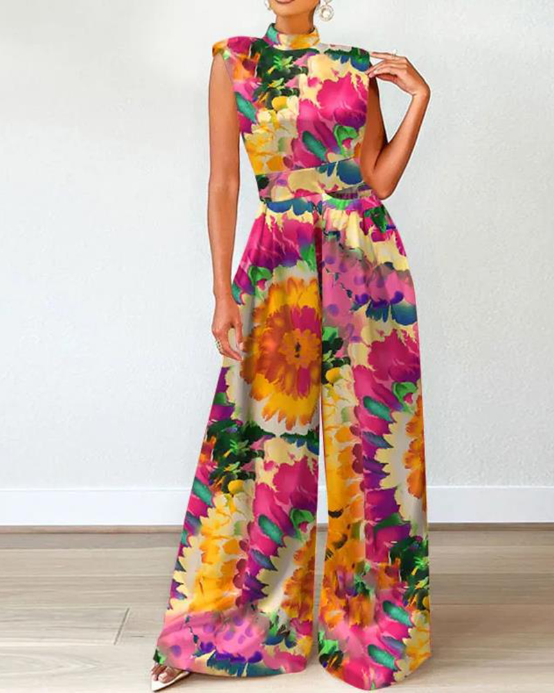 Rainbow Flower Jumpsuit ROSERED