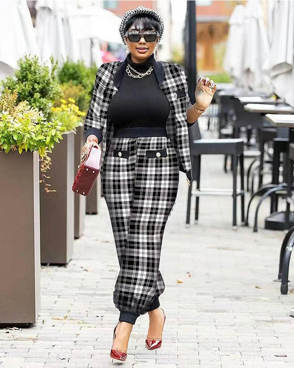Celina Jacket & Pants Set Black-tartan