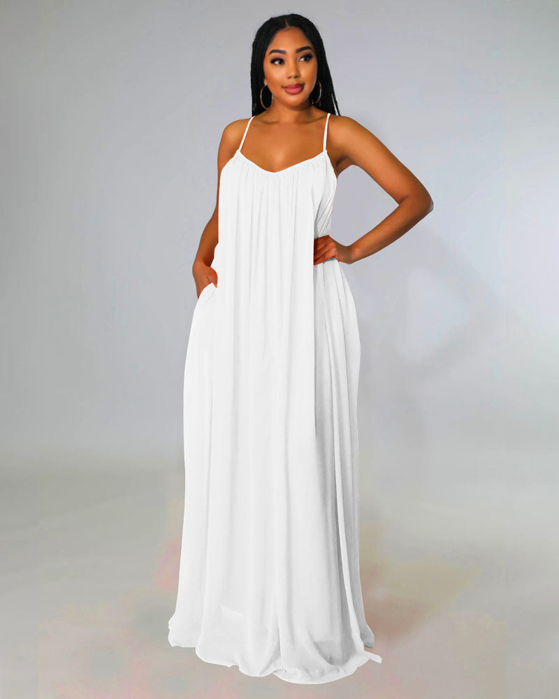 CHIFFON MAXI DRESS White