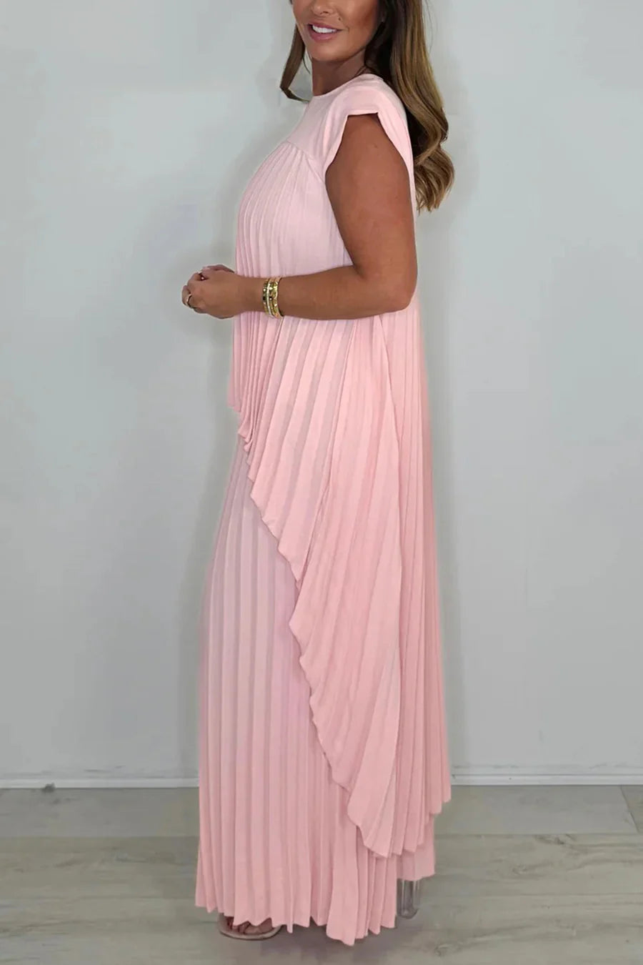 High-Low Pleated Tank Top Pants Sets