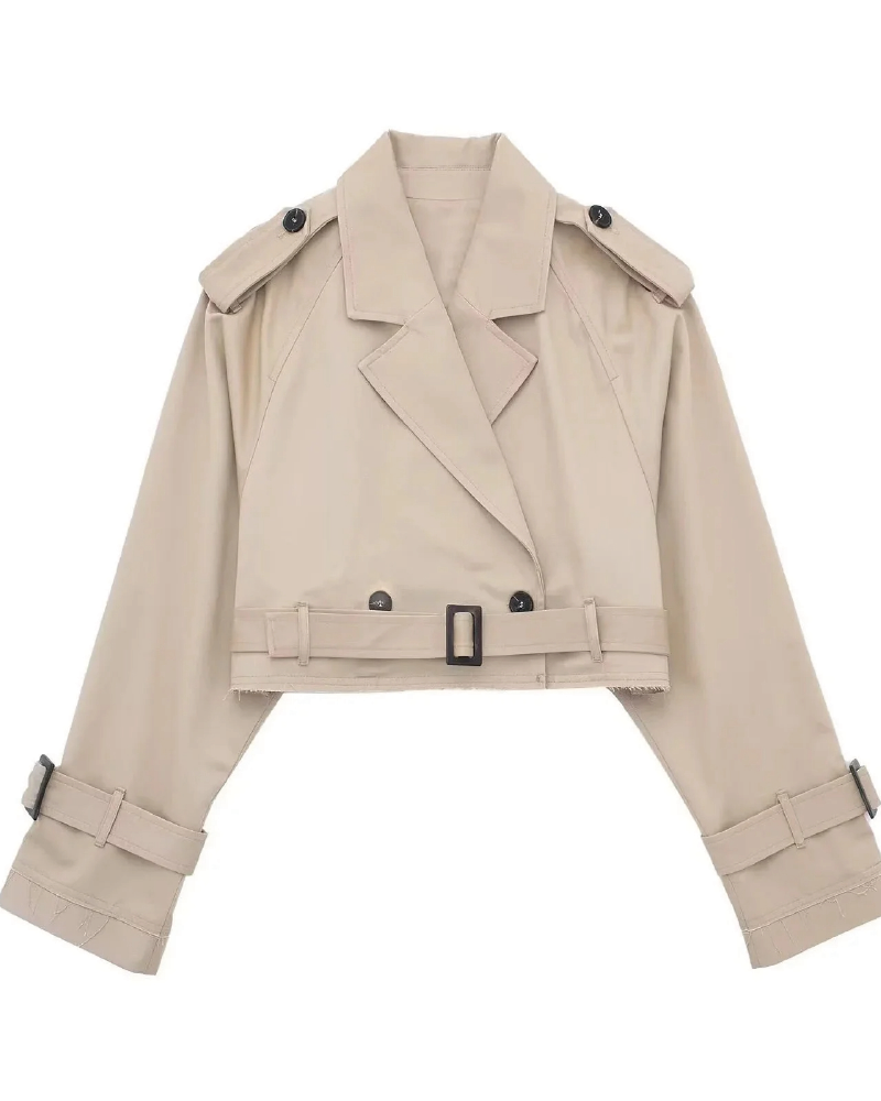 Crop Trench Coat Beige