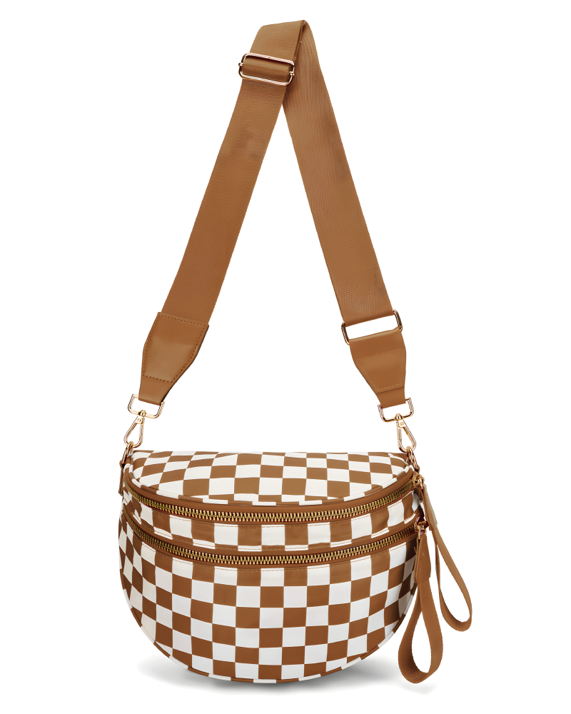 Checkered Bum Bag Camel