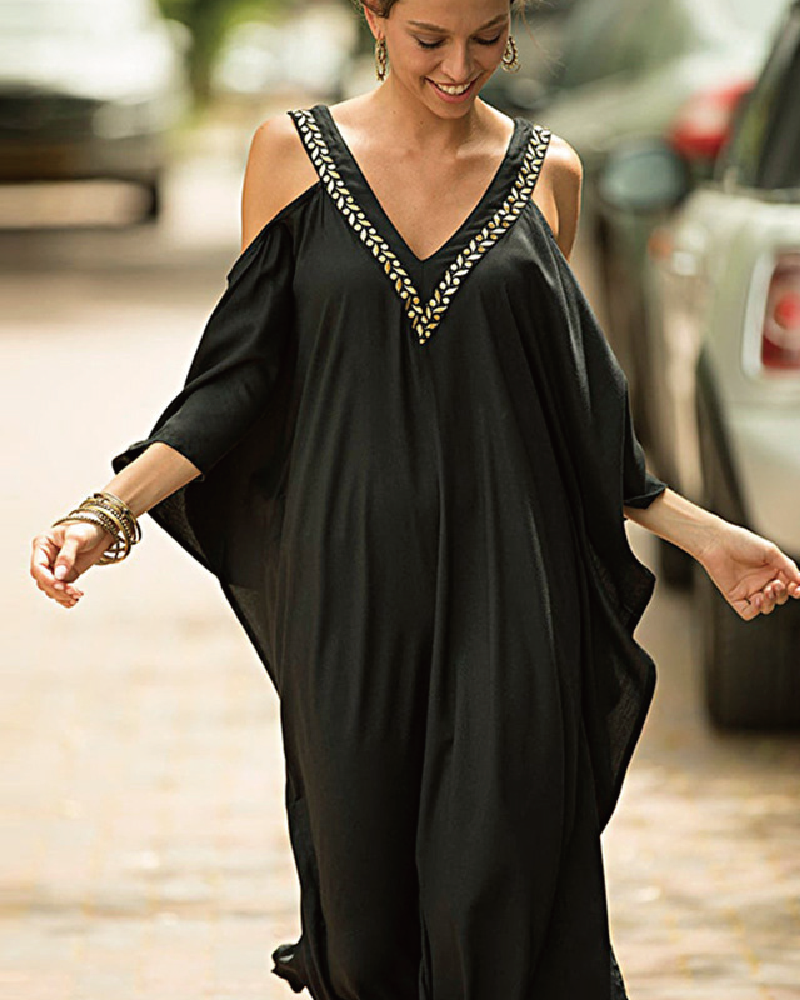 Cold Shoulder Kaftan Dress