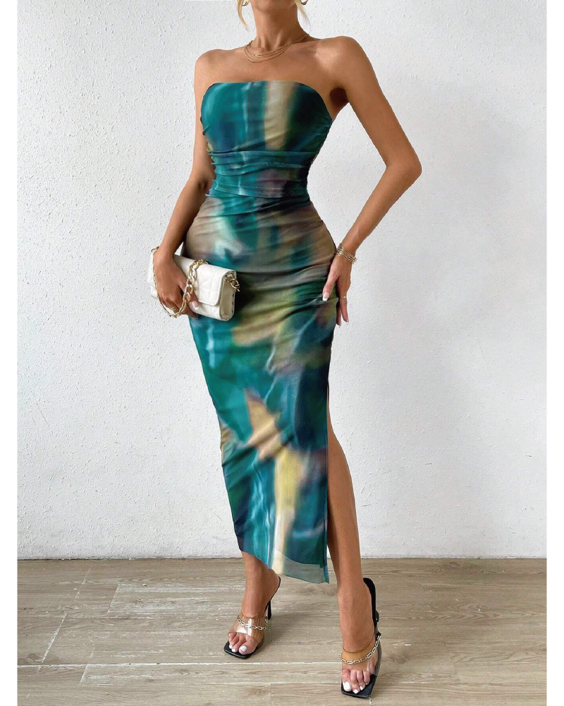 Tie-Dye Tube Dress Teal