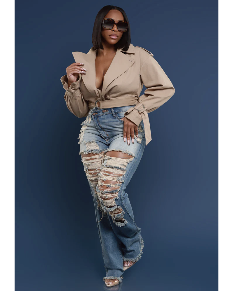 Limitless Asymmetrical Zip Bootcut Jeans Denim Blue