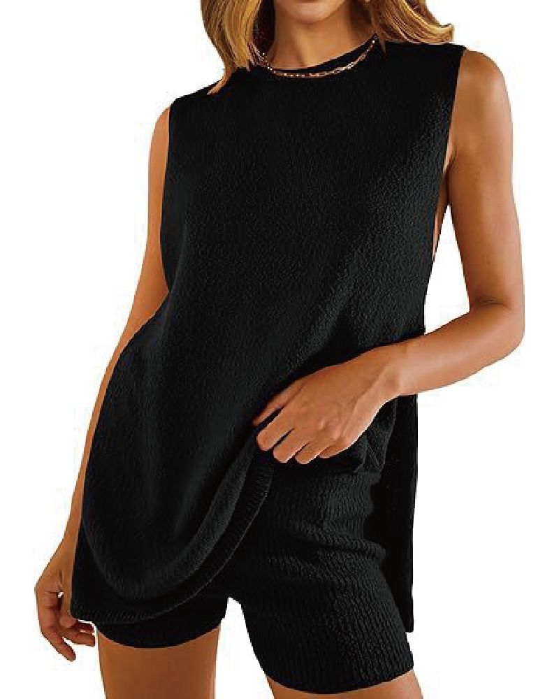 Knitted Honey Short Set Black