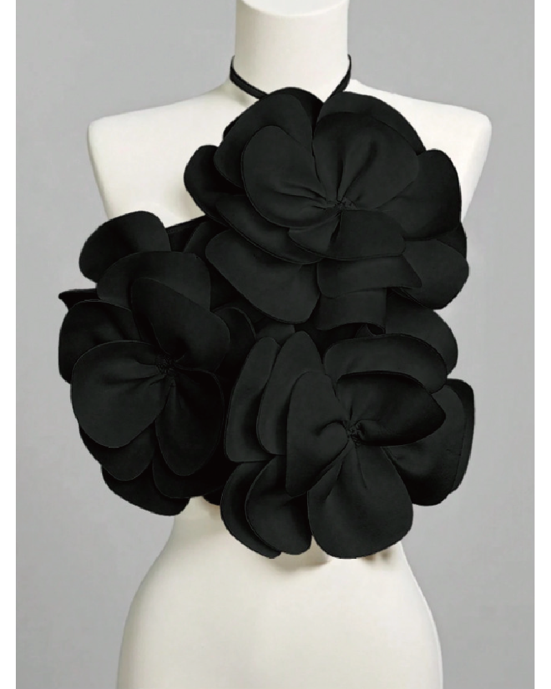 Love In Sight Flower Top Black