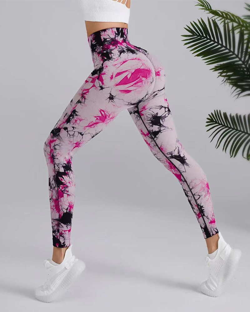 Colorful Printed Leggings BlackRed