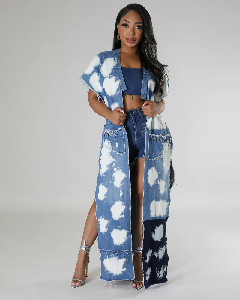 Denim Tie dye cardigan L