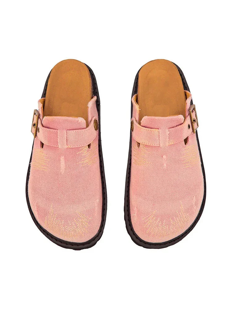 Buckle Denim Clogs
