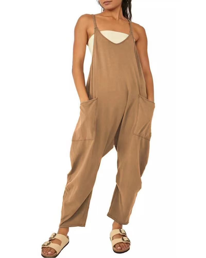 Big Pockets Jumpsuit COFFEE