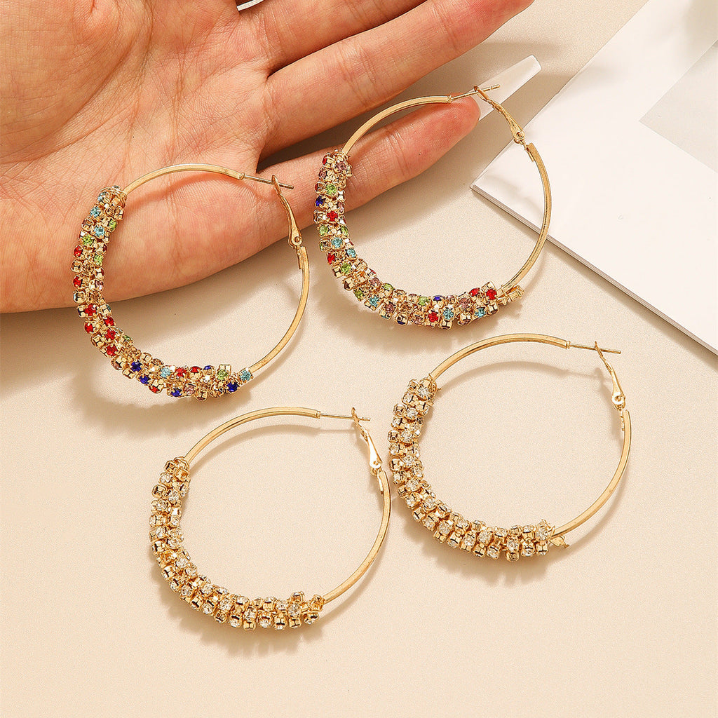 Retro-Chic Colored Diamond Hoop Earrings