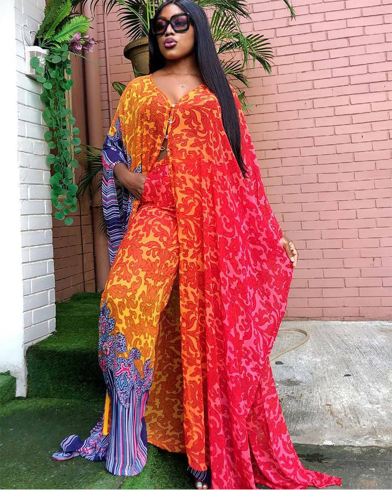 printed pants set Orange ONESIZE