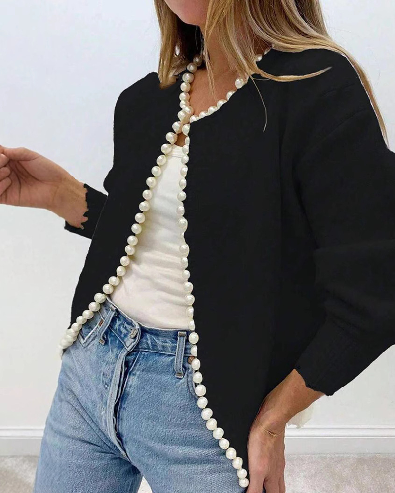 Pearl Trim Knit Sweater