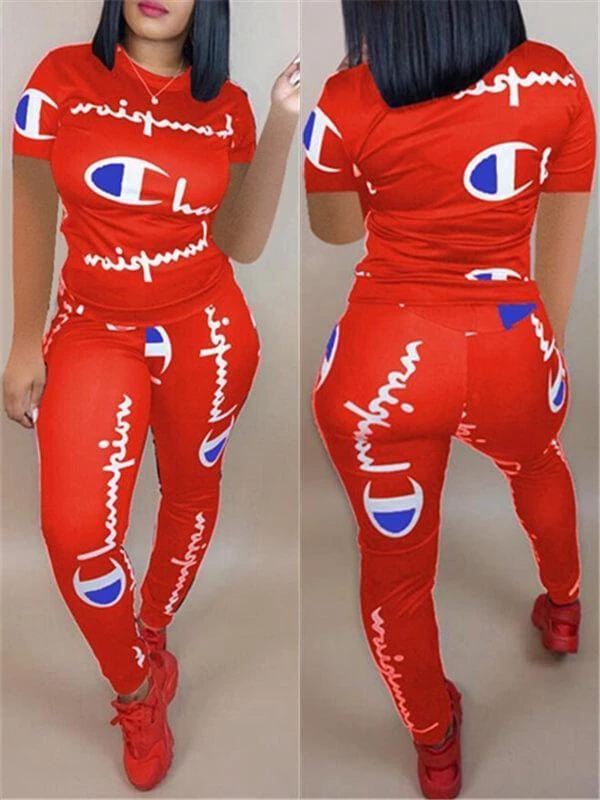 Slogan T-Shirt & Pants Set--Clearance