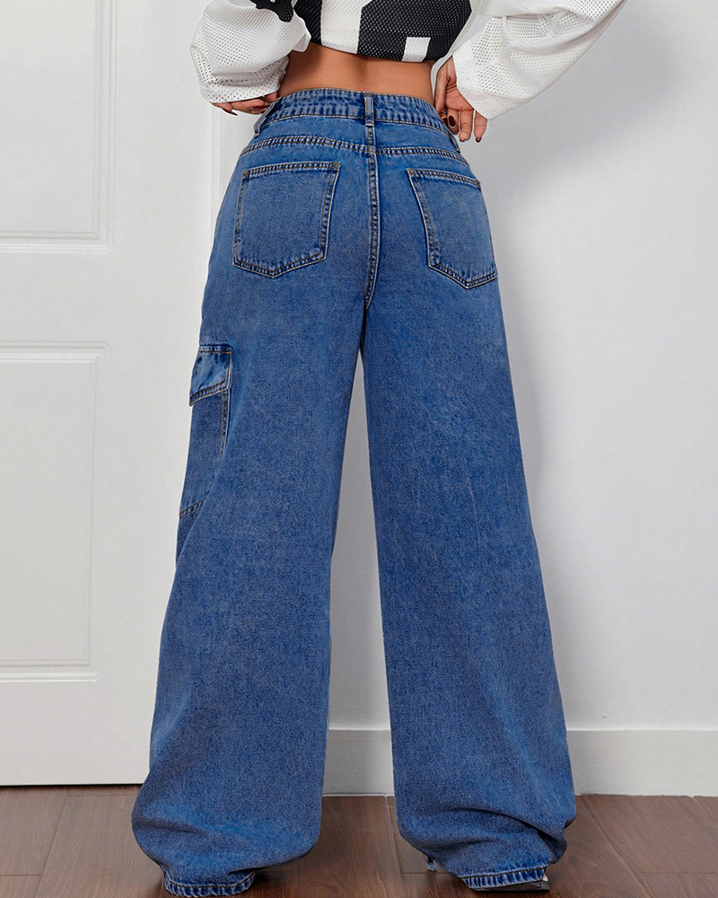 DENIM LOW RISE JEANS WITH BOWS