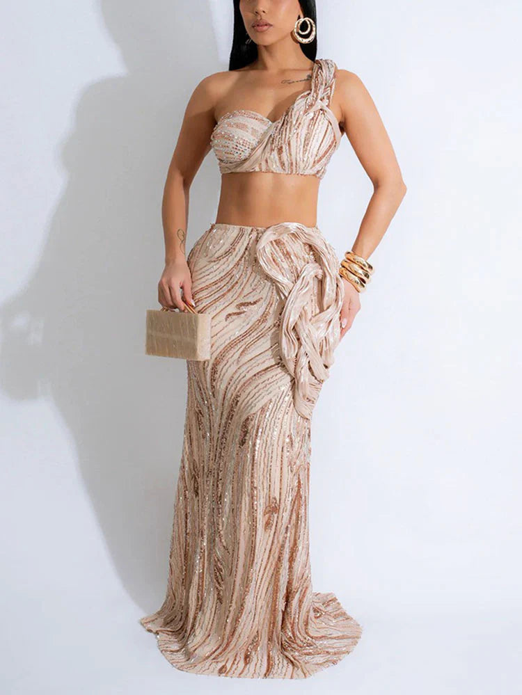 Glam Sequin Skirt Set