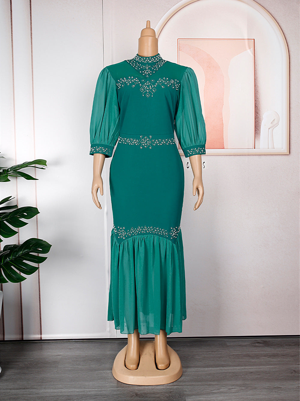 Plus Size Chiffon Patchwork African Maxi Dress for Spring & Summer Events