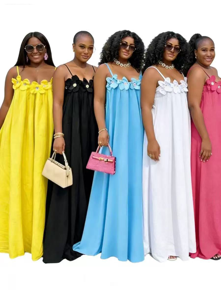 Floral Sleeveless Strap Low Back Maxi Dress for Summer Holidays