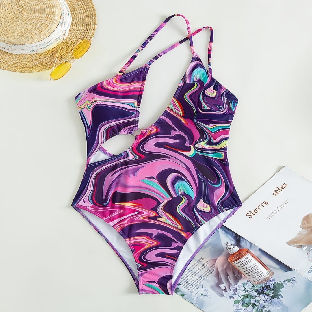 Printed One-Piece Swimsuit for Pool & Beach