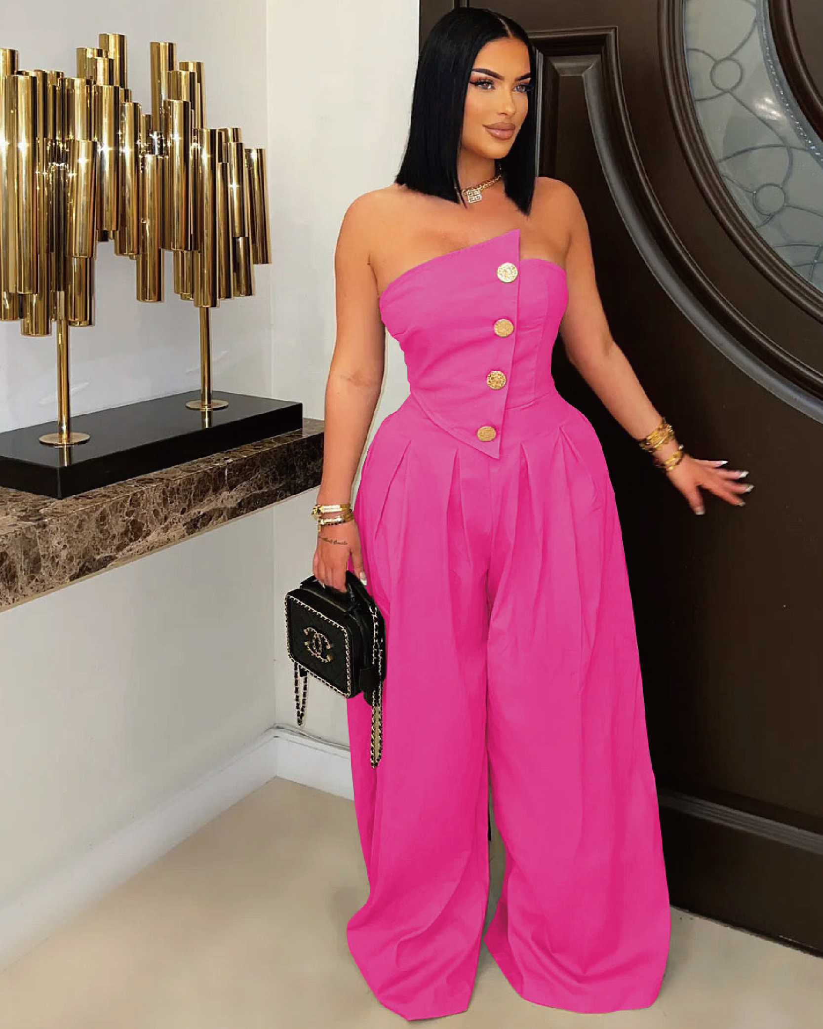 Heat Of The Night Jumpsuit Hot Pink XL