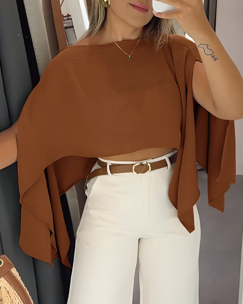 Split Sleeve Versatile Blouse Brown