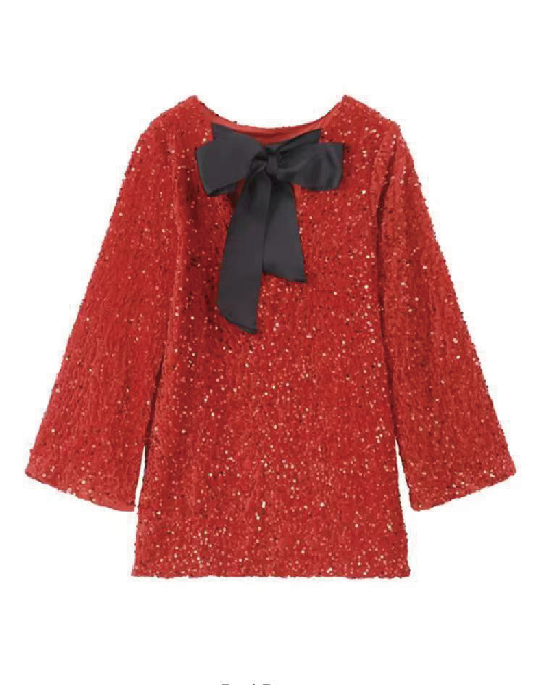 Sequin dress with bow Red