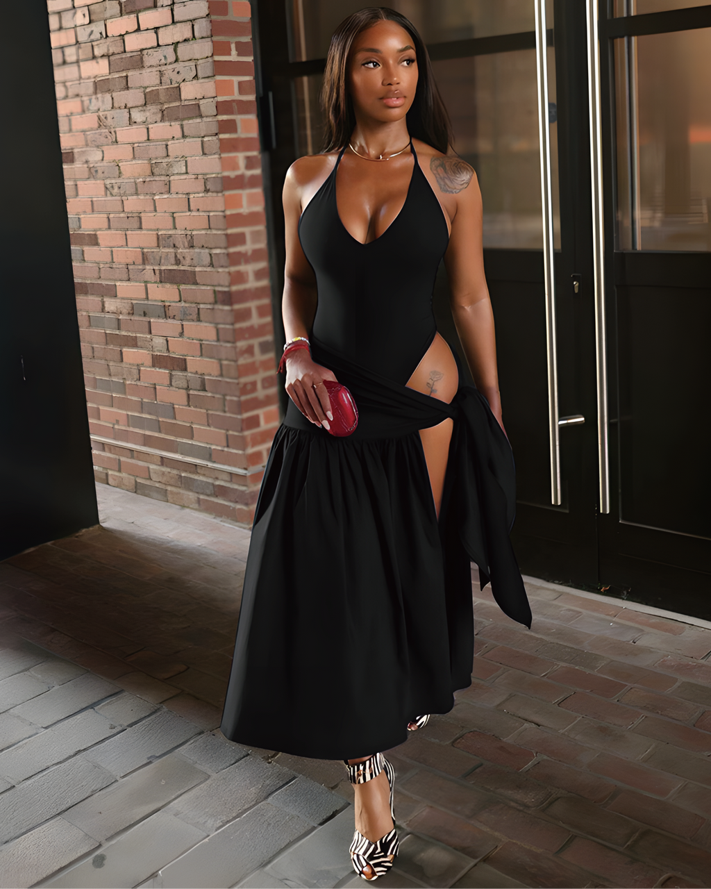 Summer Vacation Skirt Set Black 2XL