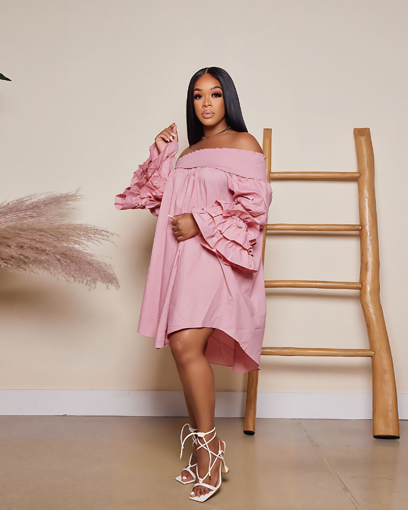 Priya Babe Off Shoulder Dress Pink