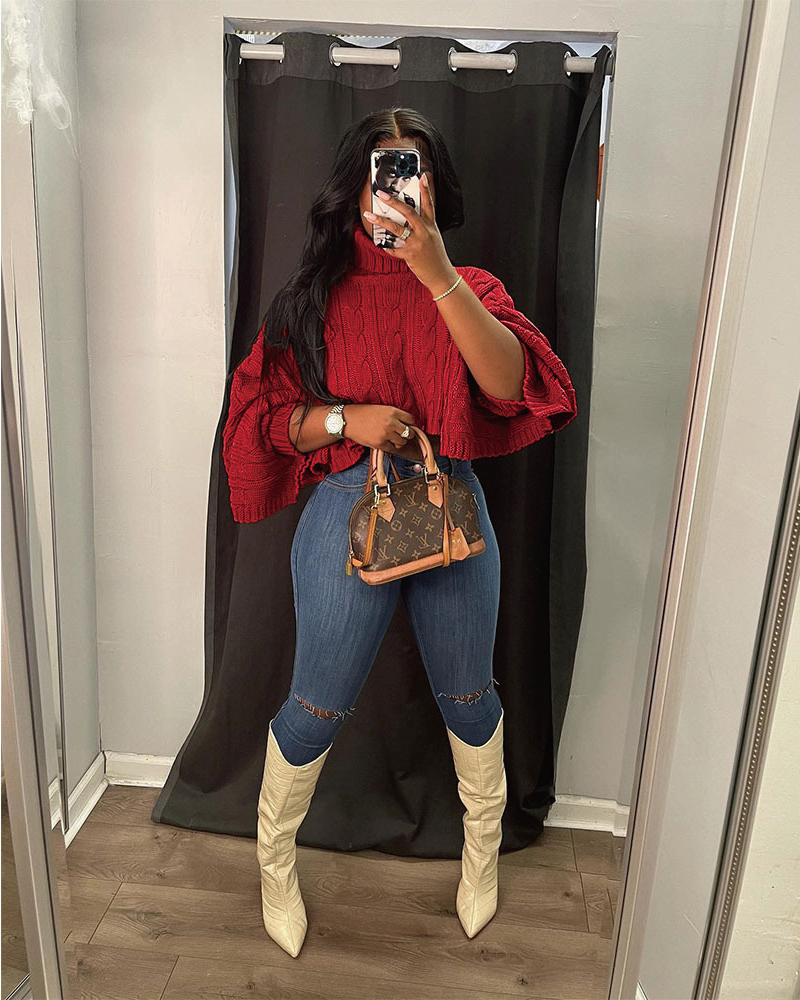 Cute AF Pullover Crop Sweater Red