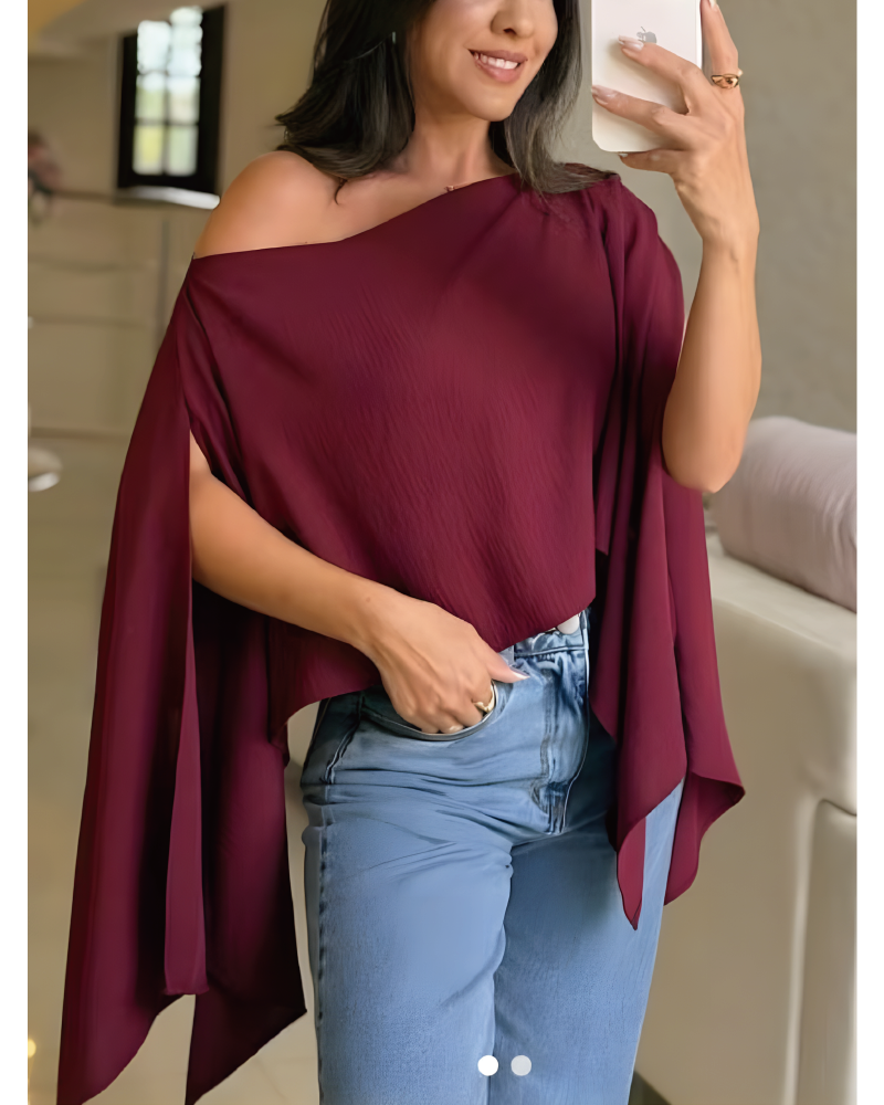Split Sleeve Versatile Blouse Burgundy
