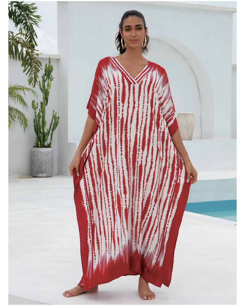 Tropical Kaftan Dress Red