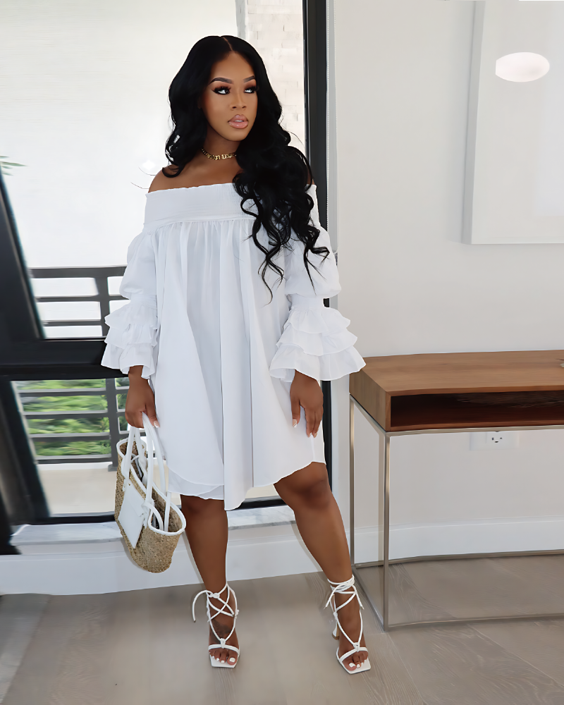 Priya Babe Off Shoulder Dress White