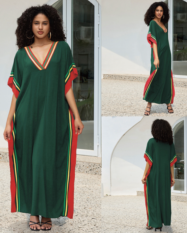 Tropical Kaftan Dress Green