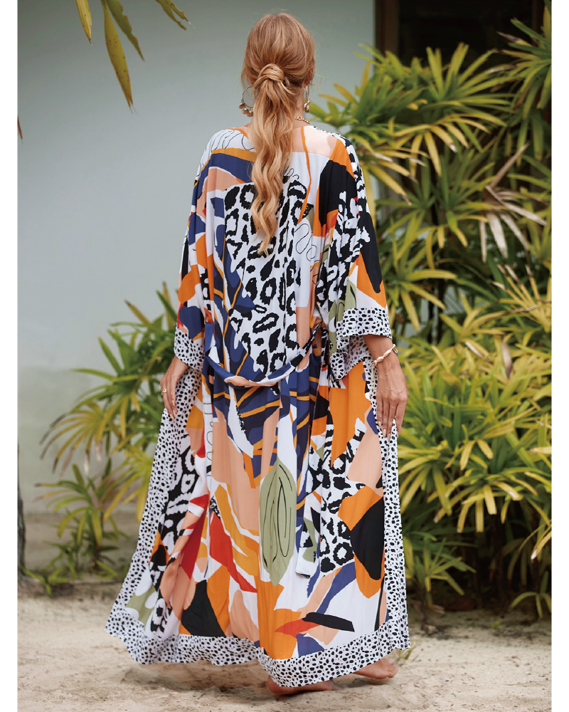 Plants Print Belted Cover Up