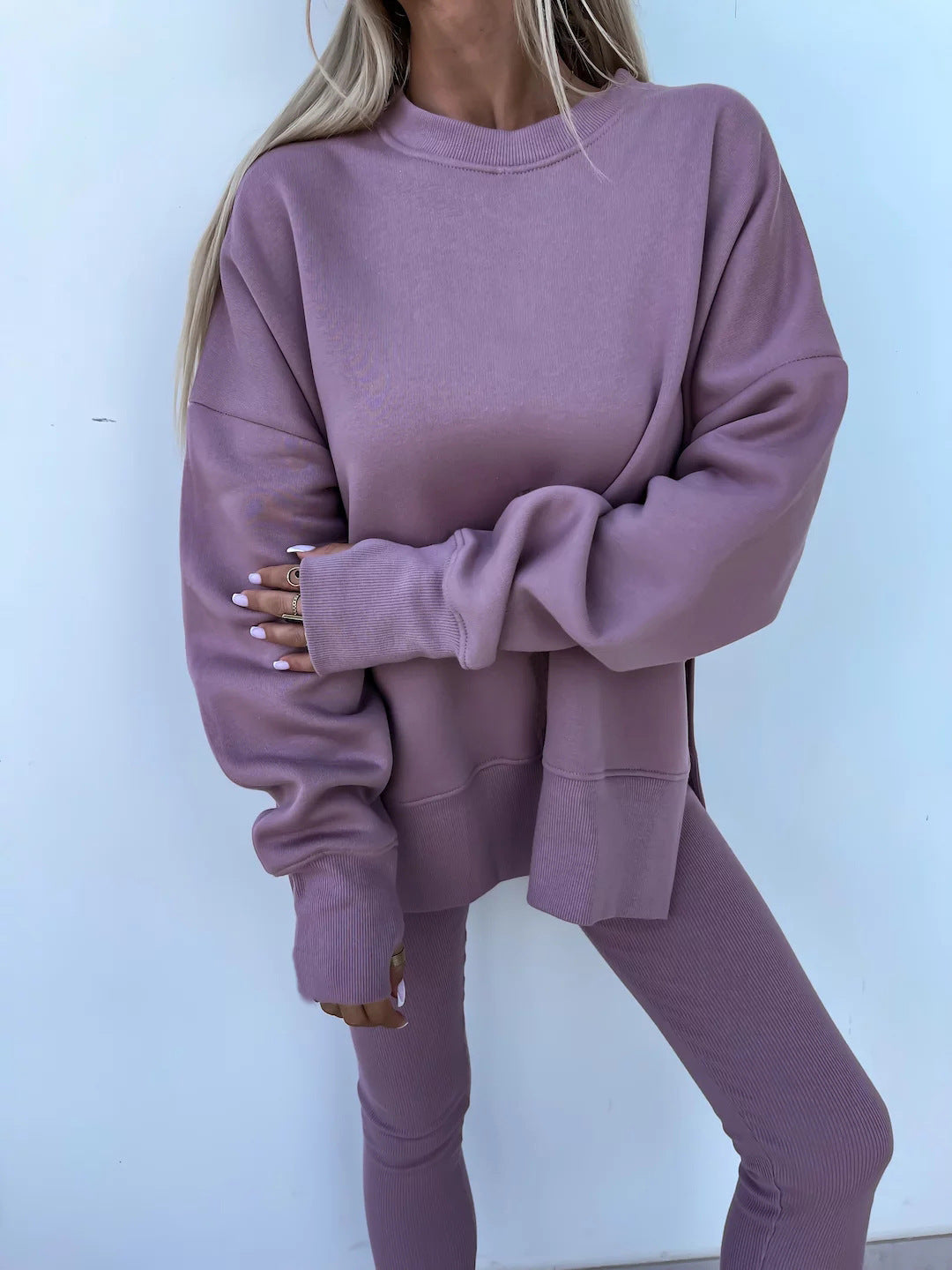 Casual Skinny Pants Loose Sweatshirt Set