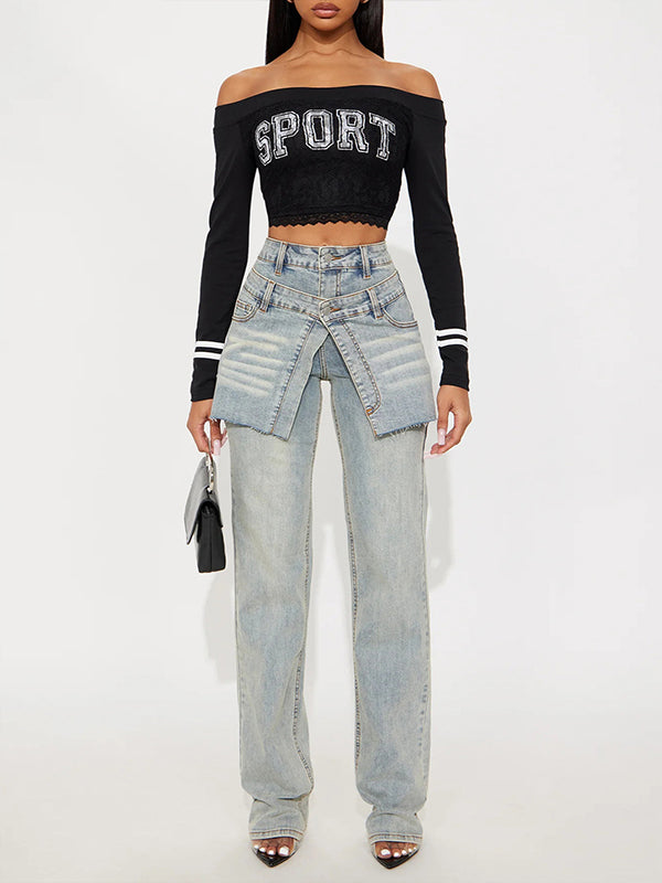 Jean droit à double taille