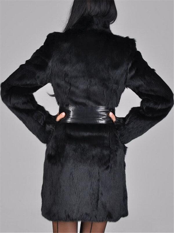 mangocouture  Faux Fur Coat With Belt