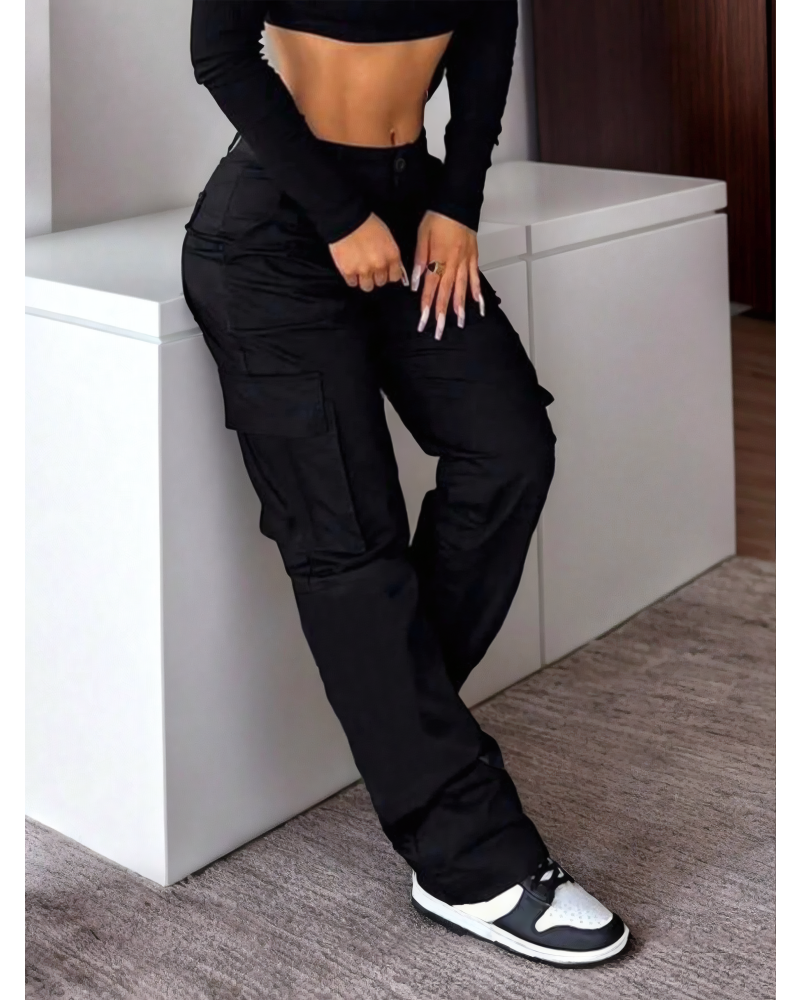 High Waisted Camouflage Cargo Pants