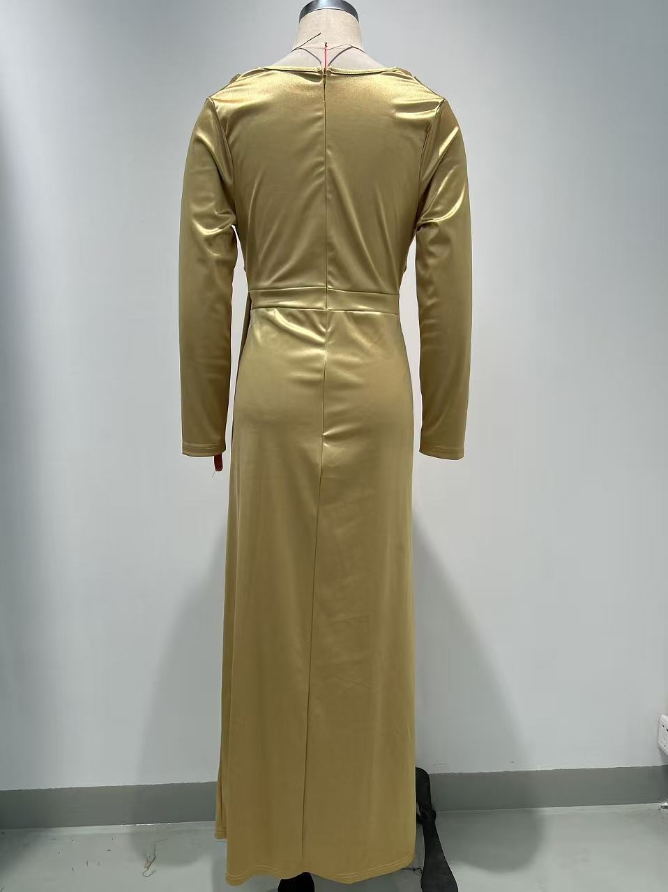Split Slim-Waist Slim-Fit Long-Sleeve Dress for Fall Formal Parties