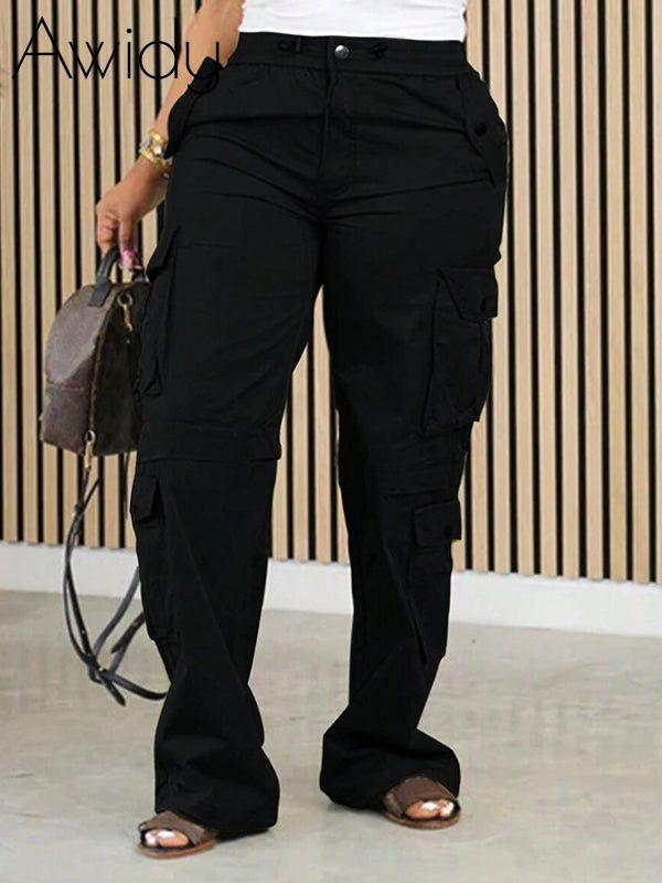 Solid Cargo Pants Black
