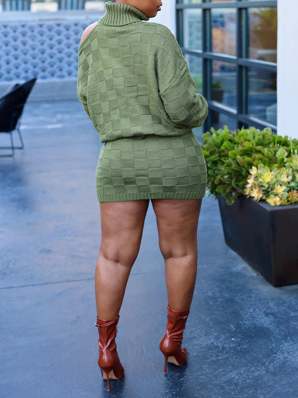 Turtleneck Cutout Sweater & Skirt Set