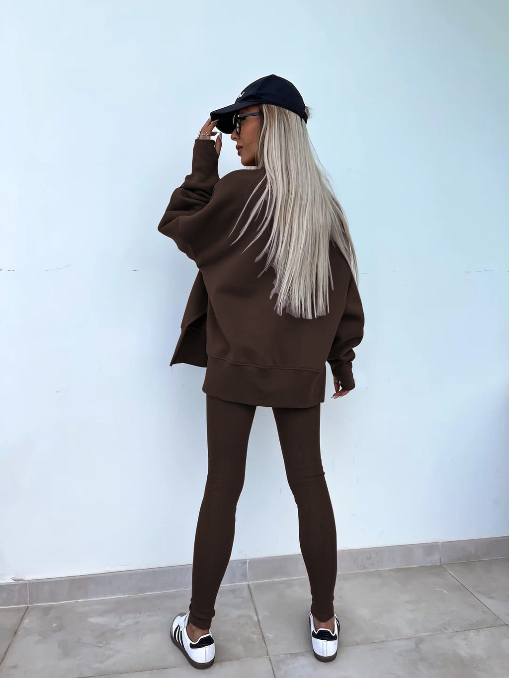 Casual Skinny Pants Loose Sweatshirt Set
