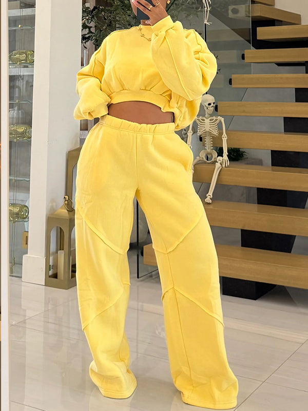 Cropped Sweatshirt & Pants Set