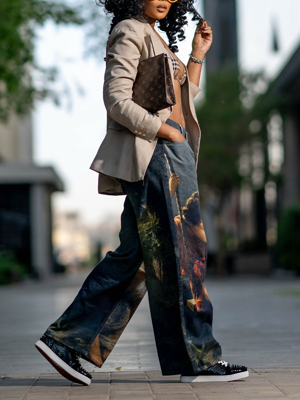 Gerade Hose mit Print