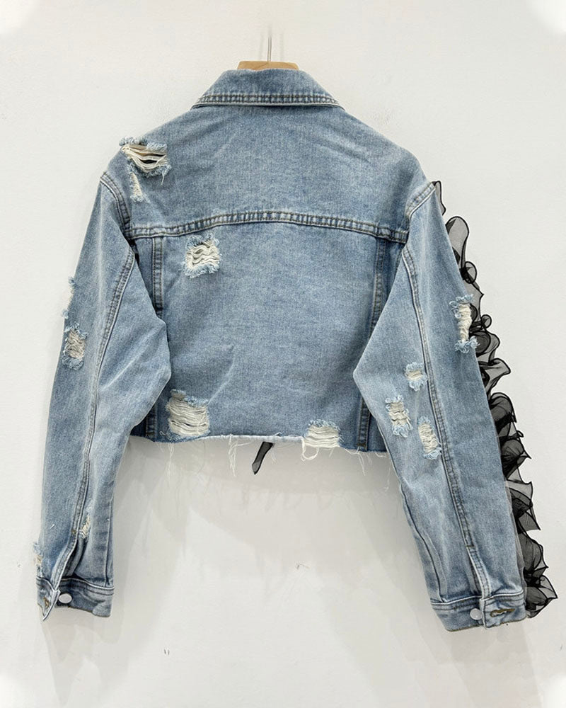 3D Floral Denim Jacket