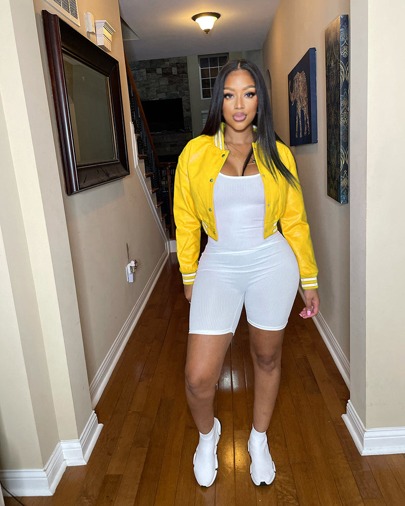 Varsity leather YELLOW