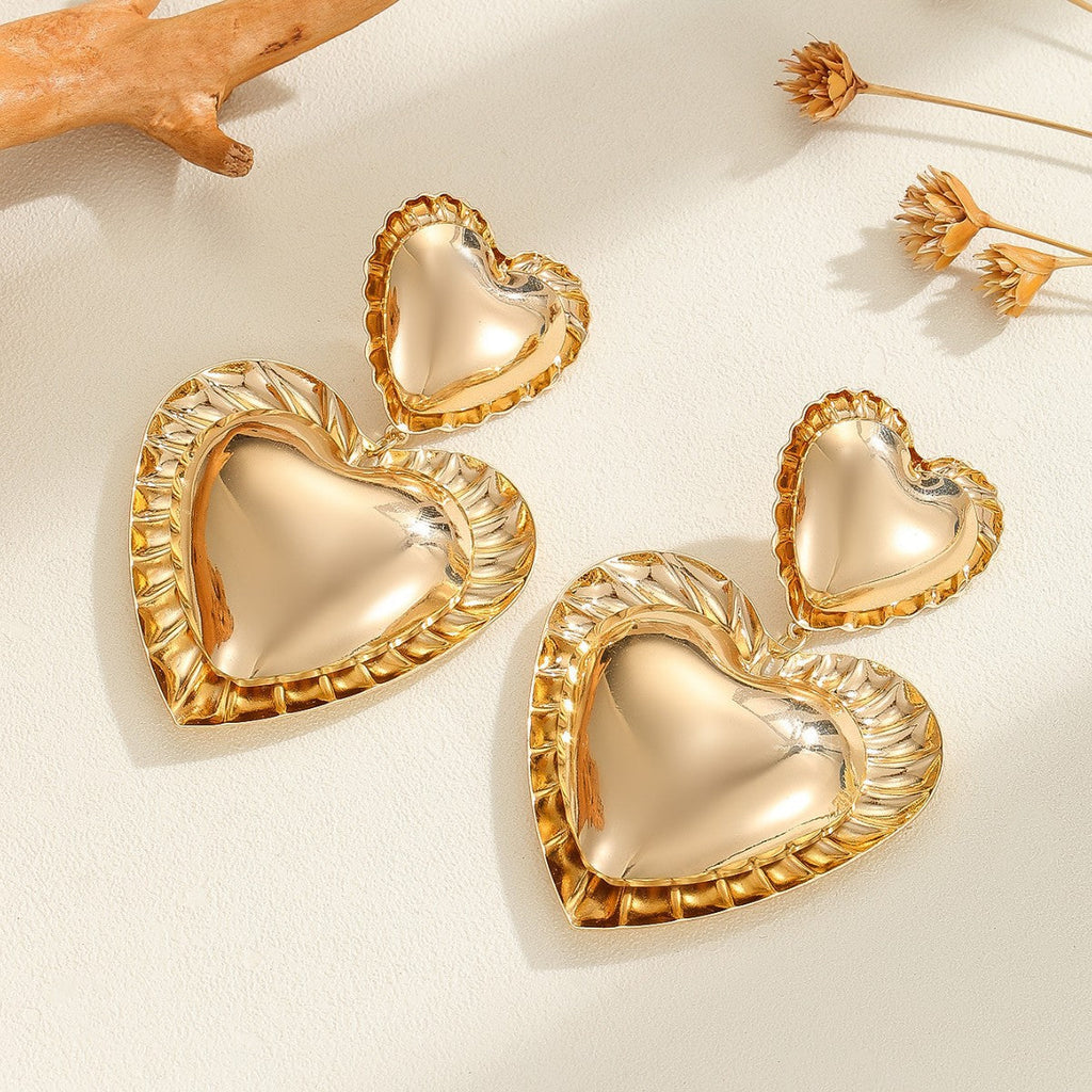 Heart-Shaped Teardrop Vintage Metal Earrings