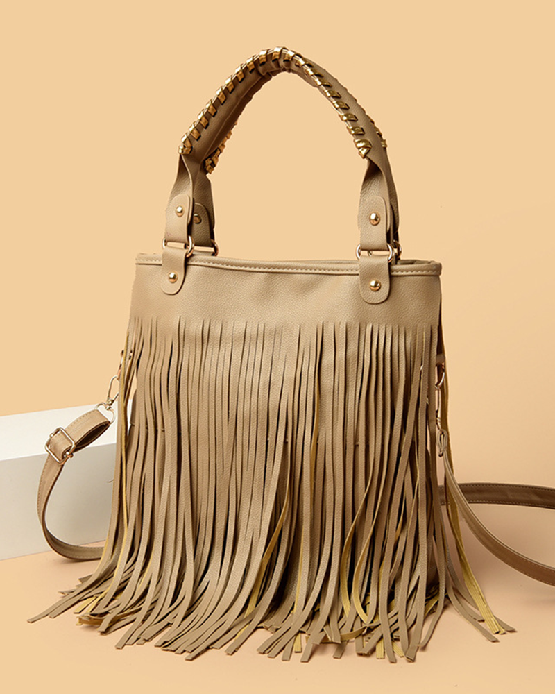 Fringe Handbag Khaki